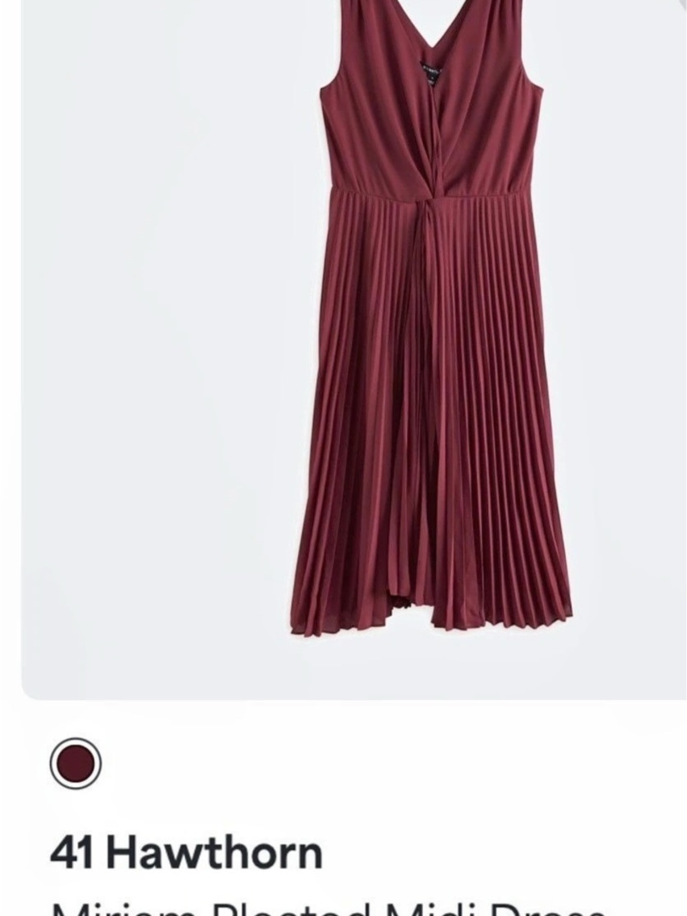 41 Hawthorn Miriam Pleated Midi Dress Burgandy Size Large Like New Stitch Fix